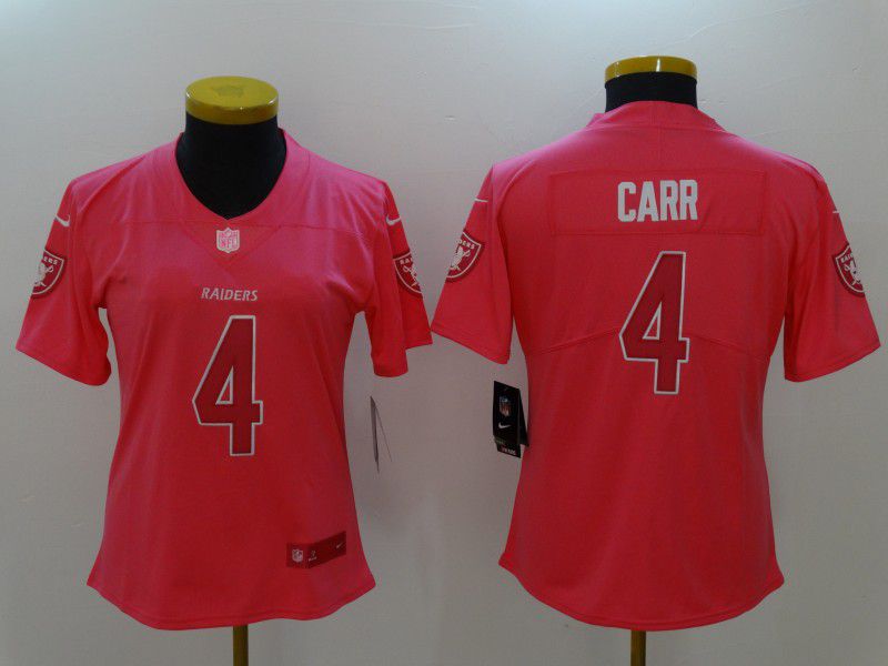 Women Oakland Raiders #4 Carr Pink Nike Vapor Untouchable Limited NFL Jerseys1->women nfl jersey->Women Jersey